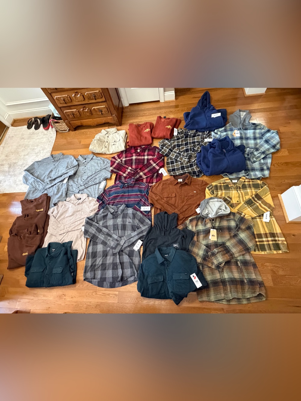 New Lot x 22 Men’s Sizes Billabong Quicksilver Hurley Shirts Sweatshirts